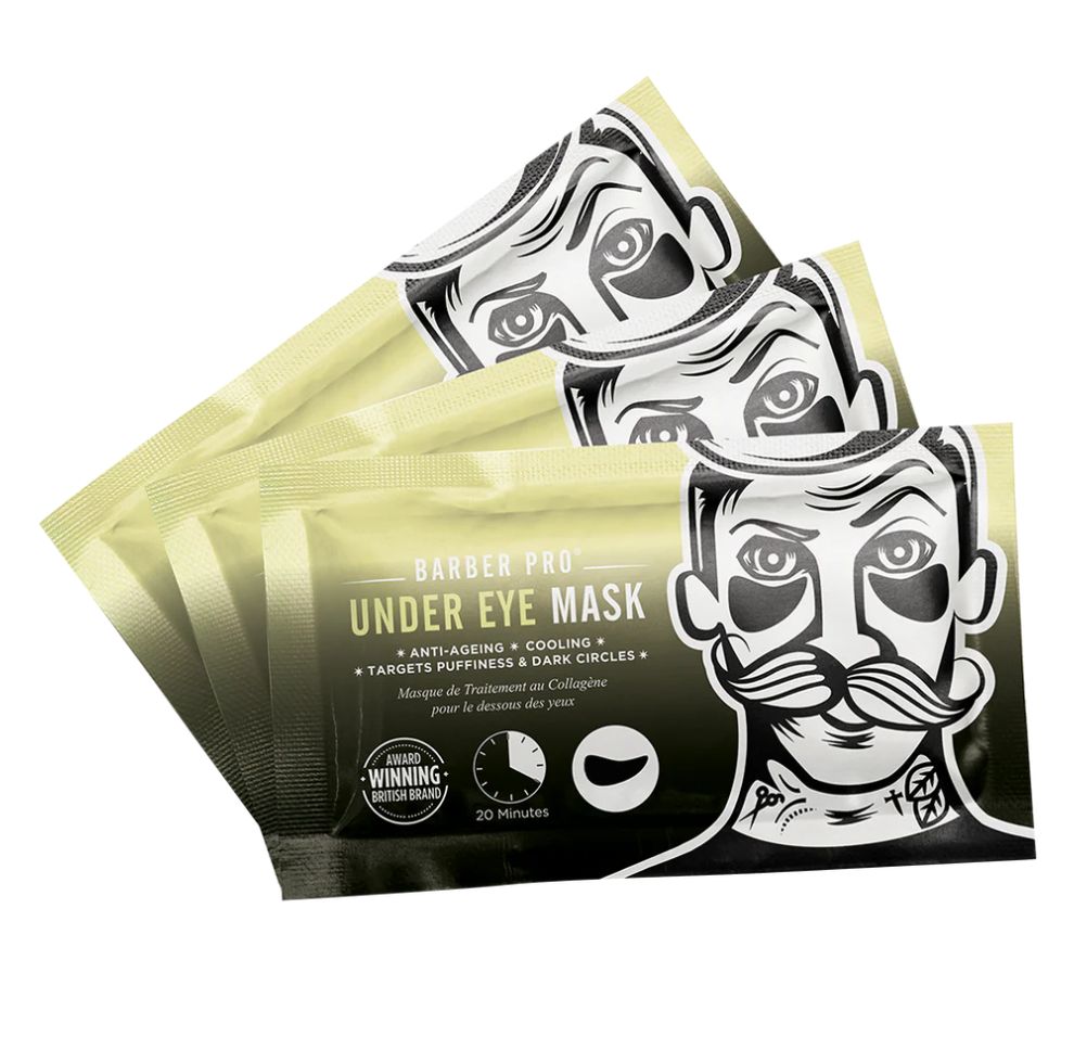 Barber Pro under eye mask packaging on a white background