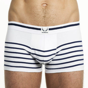 Bluebuck White Nautical Trunk with Navy Stripes